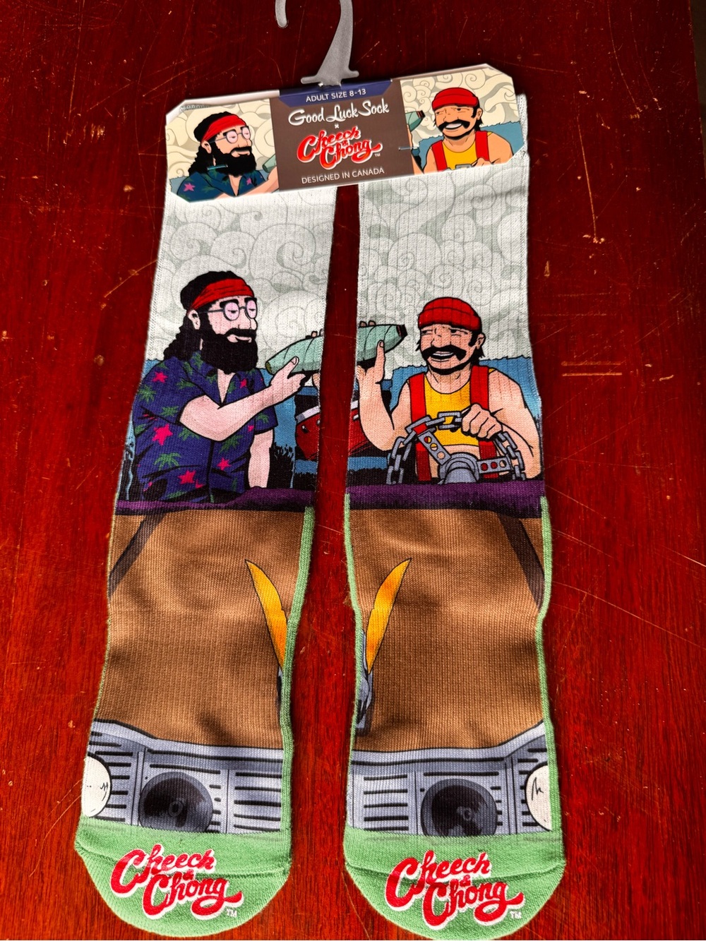 Cheech & Chong Graphic Crew Socks - Green & Brown